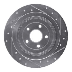 Subaru Outback Brake Rotor (1) - Rear Left - R1 Concepts - Drilled & Slotted - Silver - `00-`06